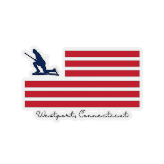 westport ct stickers Minuteman Flag Kiss-Cut Stickers