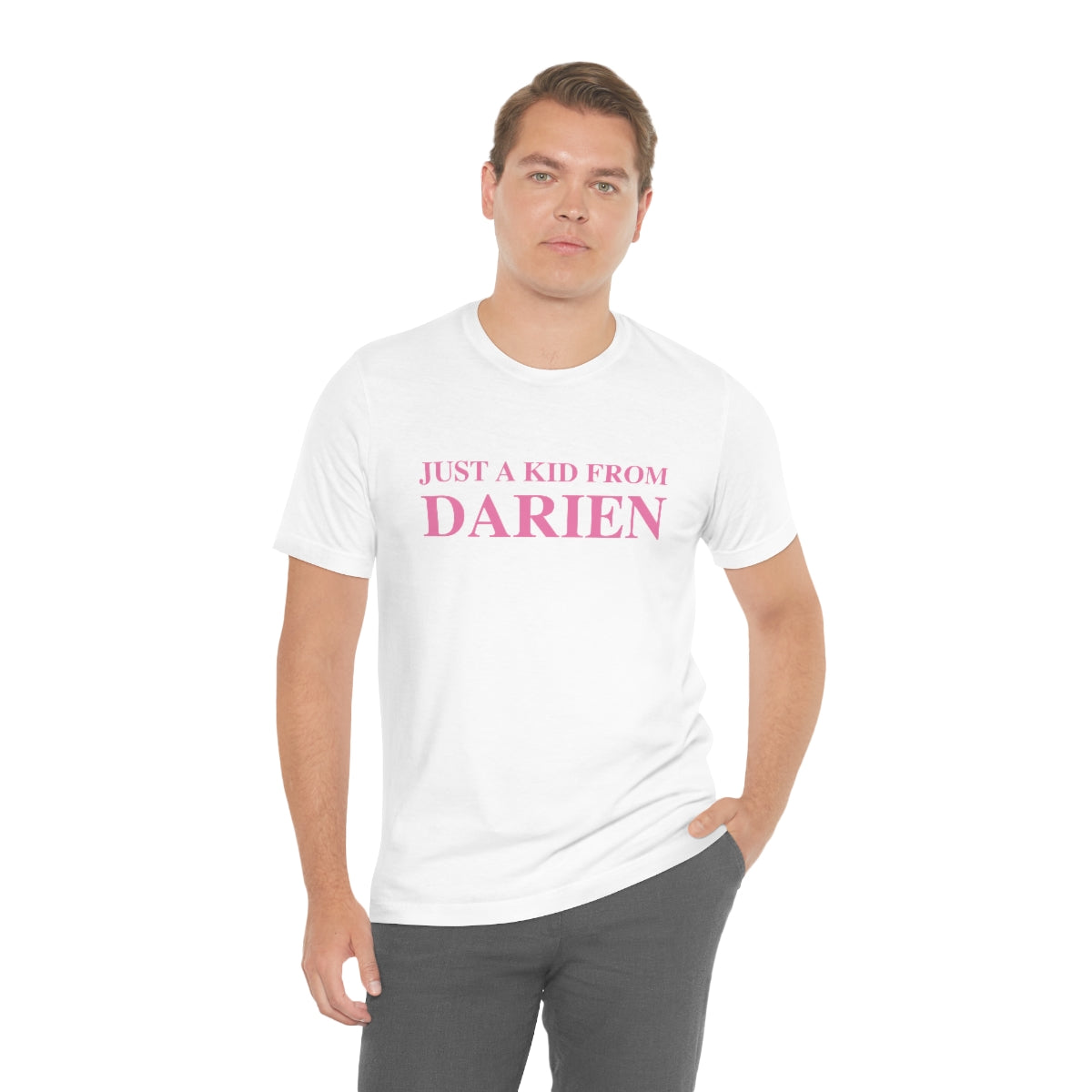 Just a kid from Darien Unisex Jersey Short Sleeve Tee