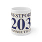 The 203 Westport Collection. Show off Westport and Connecticut at the same time. Colors were inspired by the Connecticut state flag. 