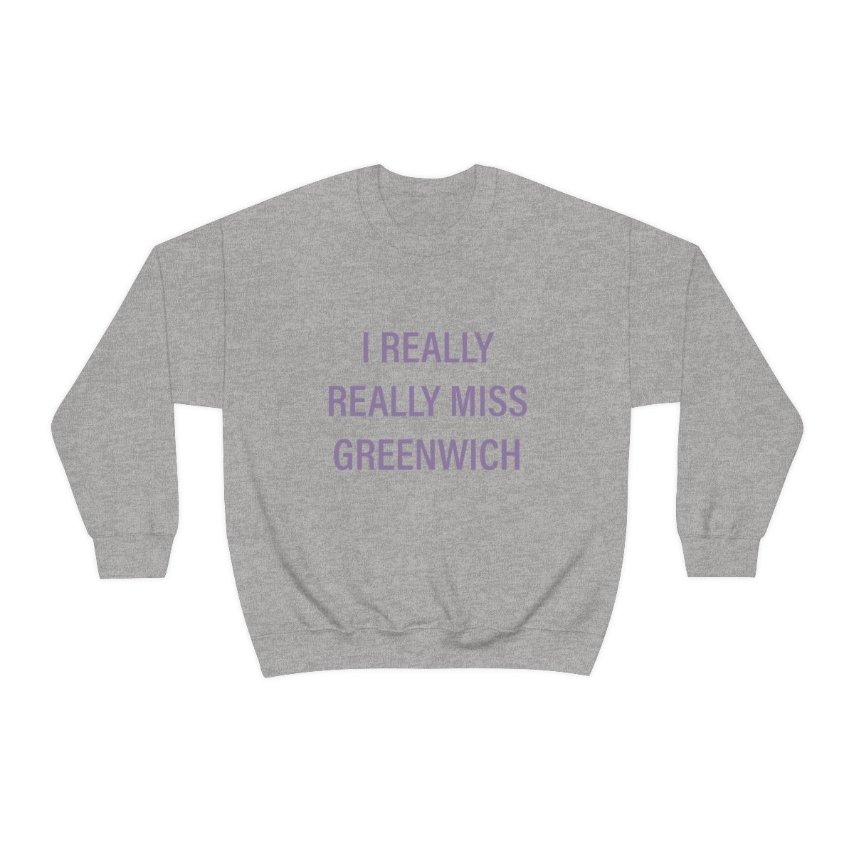 I Really Really Miss Greenwich Unisex Heavy Blend™ Crewneck Sweatshirt - Purple Print