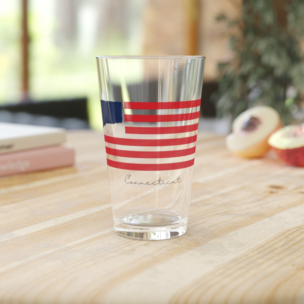 Connecticut Flag Pint Glass, 16oz