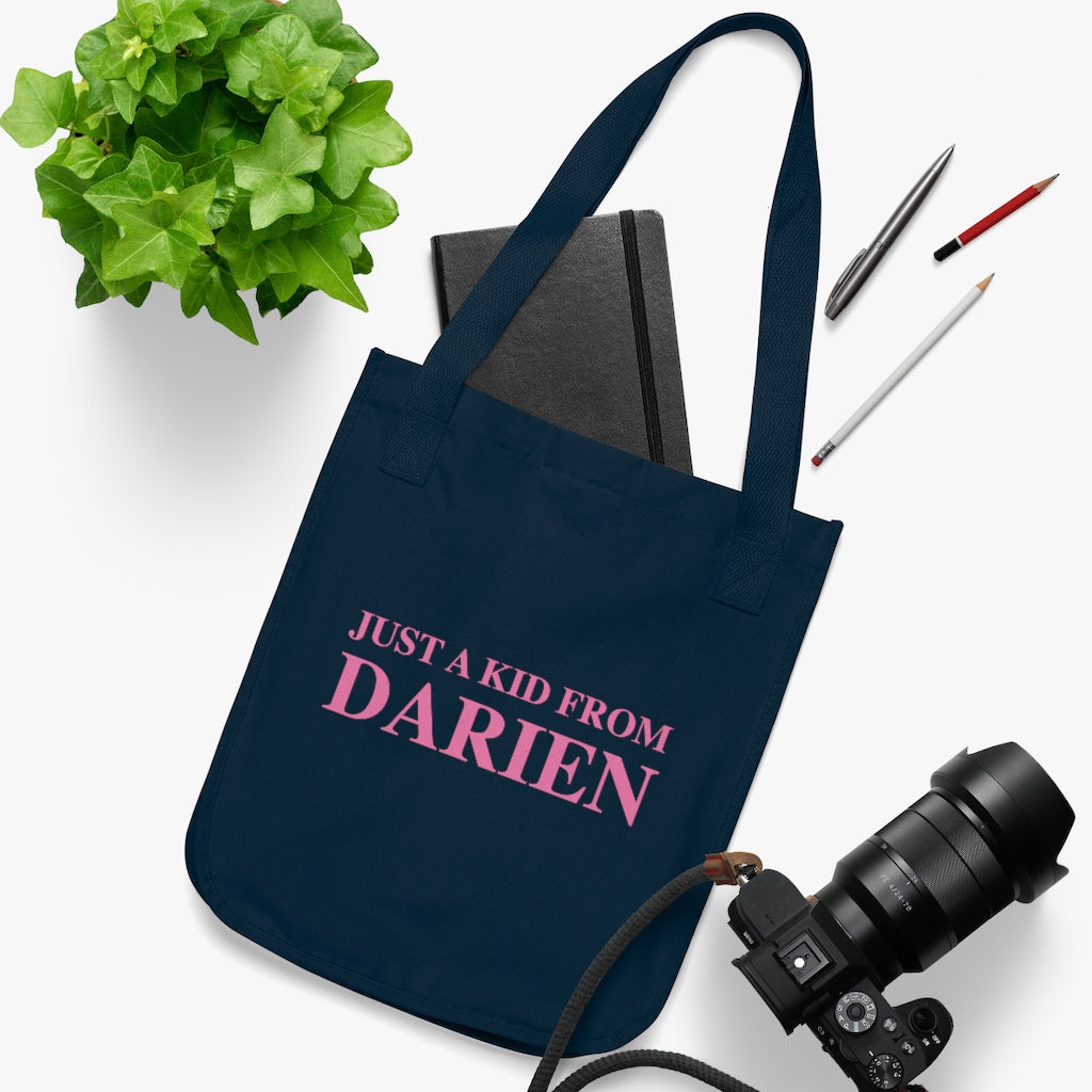 just a kid from darien ct tote bag