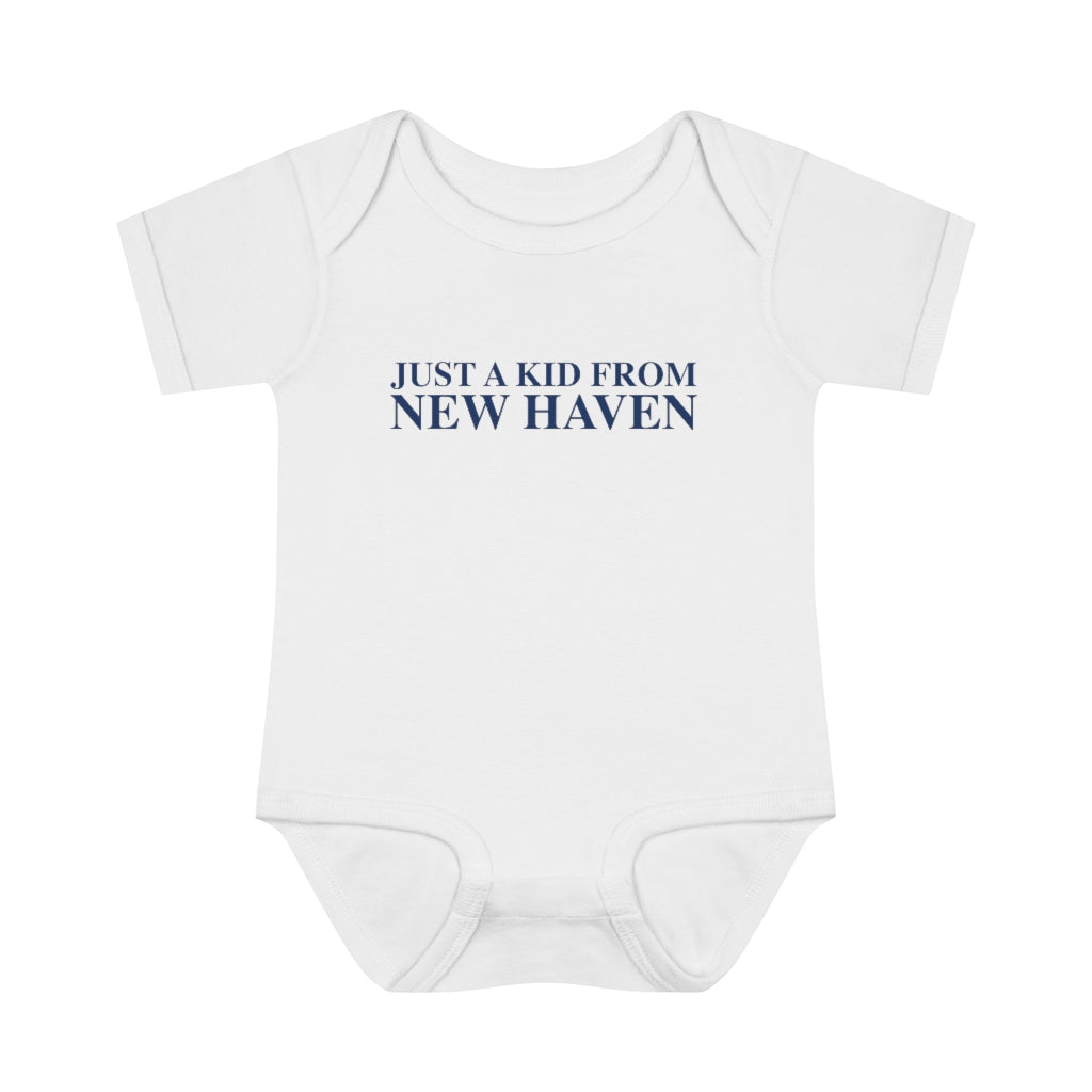 Just a kid from New Haven Infant Baby Rib Bodysuit