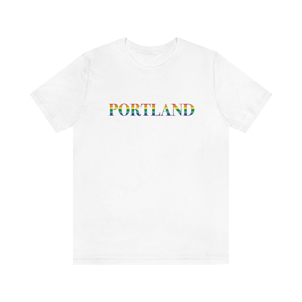 Portland Maine Rainbow Unisex Jersey Short Sleeve Tee