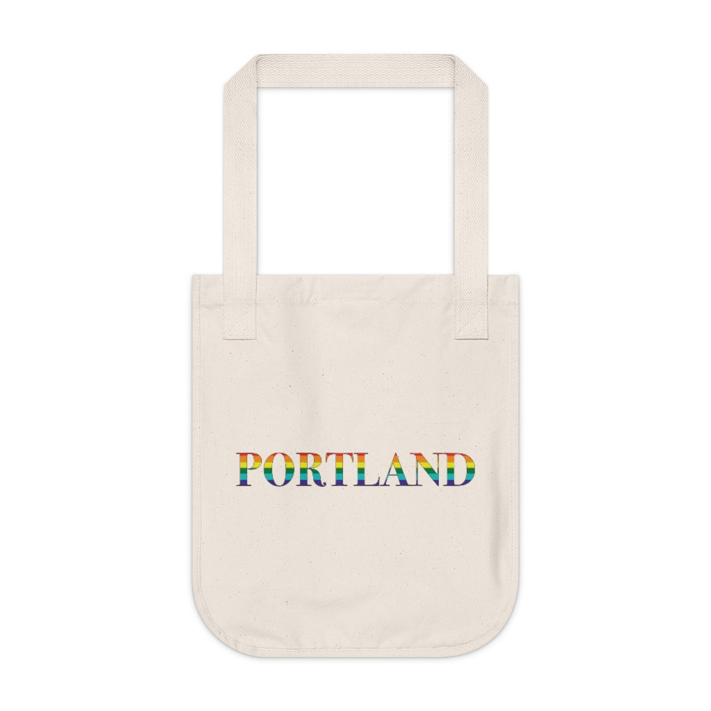 Portland Rainbow  Pride Organic Canvas Tote Bag