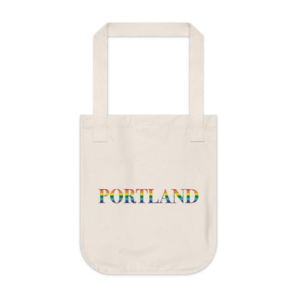 Portland Rainbow  Pride Organic Canvas Tote Bag