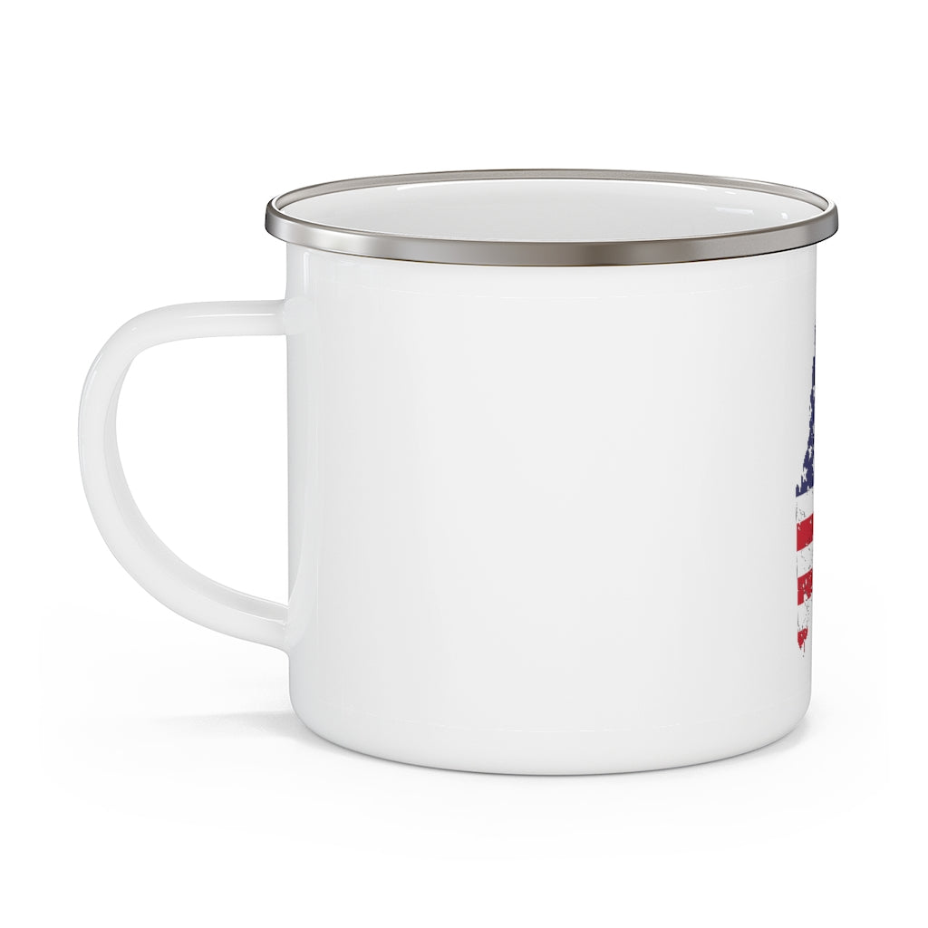 Maine American Flag Enamel Camping Mug