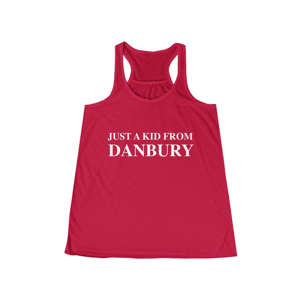 Just a kid from Danbury Women's Flowy Racerback Tank