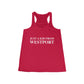 Just a kid from Westport Women's Flowy Racerback Tank