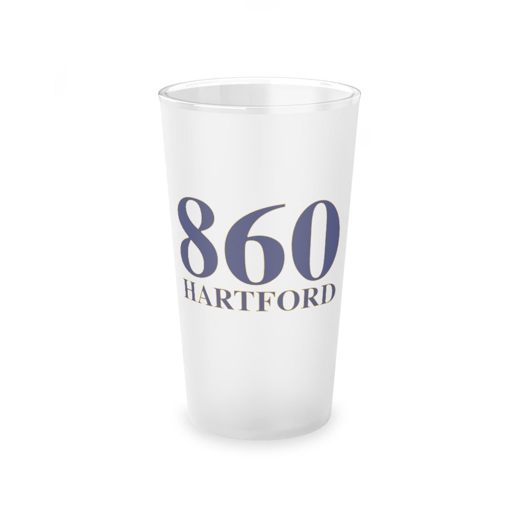 860 Hartford Frosted Pint Glass, 16oz.  860 Hartford Collection. Inspired by the Connecticut flag and the 860! Show off for your pride for Connecticut and Hartford!   Proceeds of this collection go to help build Finding Connecticut’s website and brand. • Free USA shipping   Click here to go to our home page