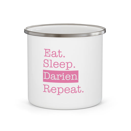 Eat. Sleep. Darien. Repeat. Enamel Camping Mug