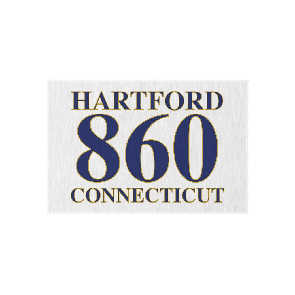 Hartford 860 Connecticut Outdoor Rug 860 Hartford Collection. Inspired by the Connecticut flag and the 860! Show off for your pride for Connecticut and Hartford!   Proceeds of this collection go to help build Finding Connecticut’s website and brand. • Free USA shipping   Click here to go to our home page 