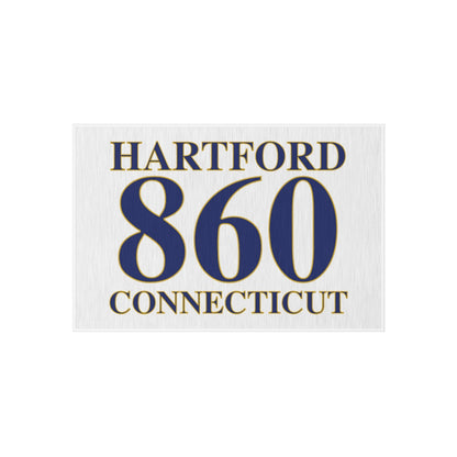 Hartford 860 Connecticut Outdoor Rug 860 Hartford Collection. Inspired by the Connecticut flag and the 860! Show off for your pride for Connecticut and Hartford!   Proceeds of this collection go to help build Finding Connecticut’s website and brand. • Free USA shipping   Click here to go to our home page 