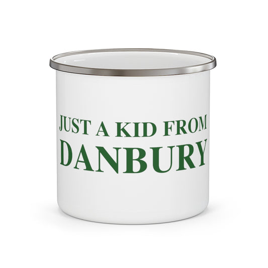 just a kid from danbury connecticut camping mug