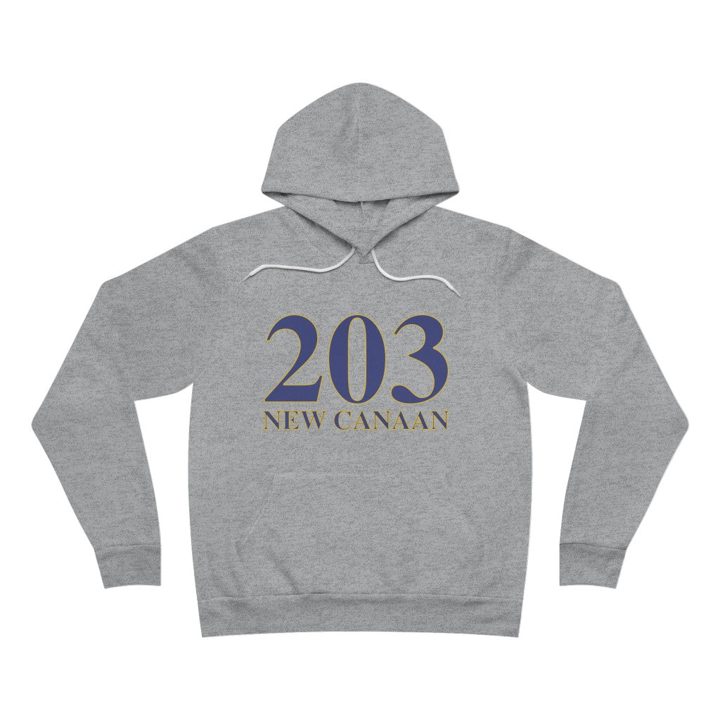 203 New Canaan Unisex Sponge Fleece Pullover Hoodie  The 203 New Canaan Collection. Show off New Canaan and Connecticut at the same time. Colors were inspired by the Connecticut state flag.   Proceeds help build Finding New Canaan and Finding Connecticut's brand. 