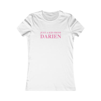 just a kid from darien ct womens tee shirt