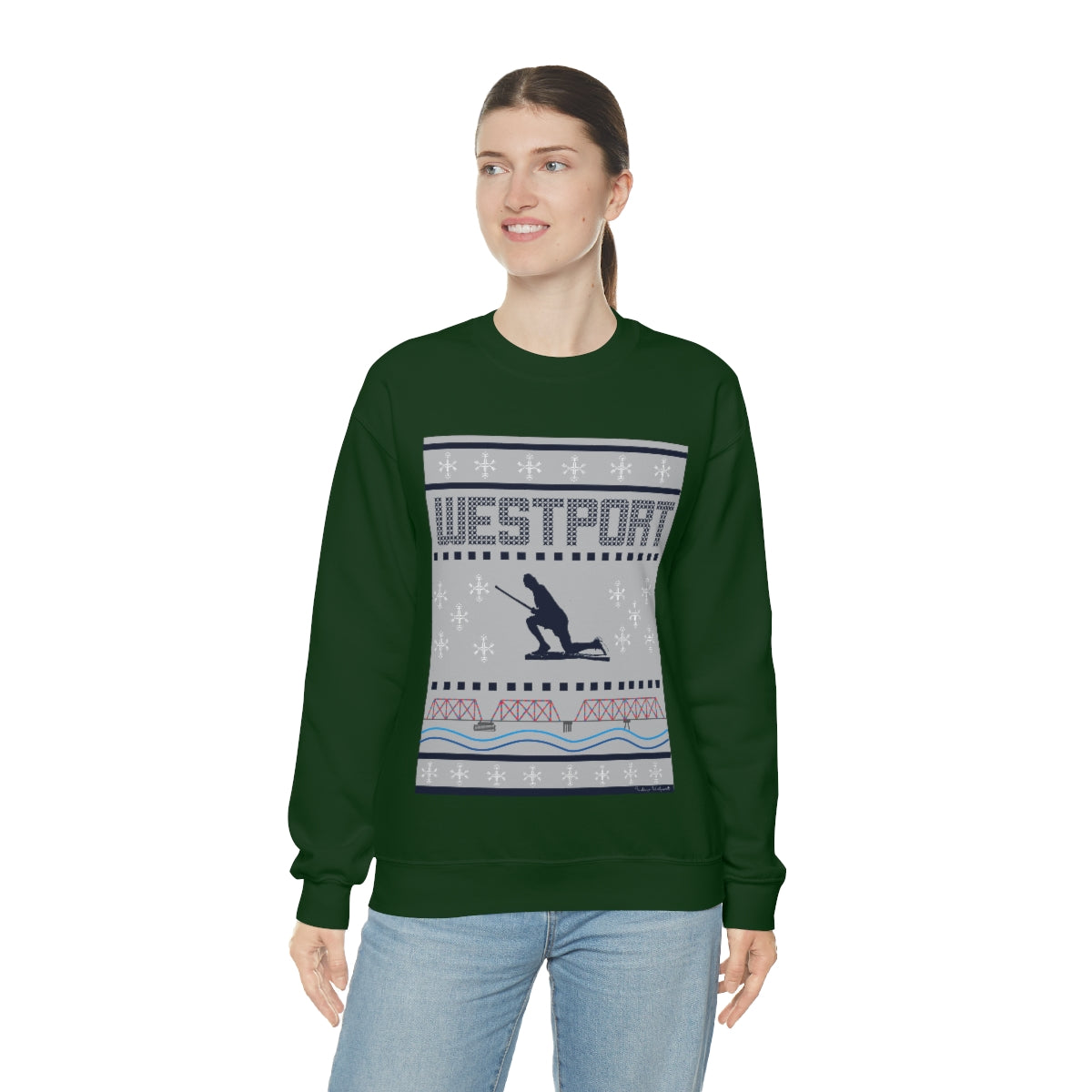 Westport Ugly Holiday Blue / White  Unisex Heavy Blend™ Crewneck Sweatshirt