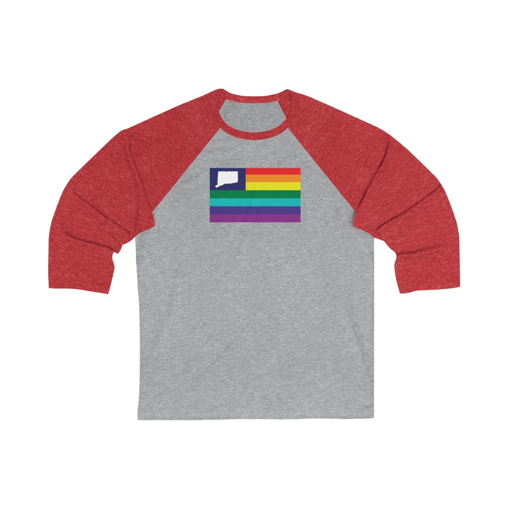 Connecticut Pride Flag Unisex 3\4 Sleeve Baseball Tee