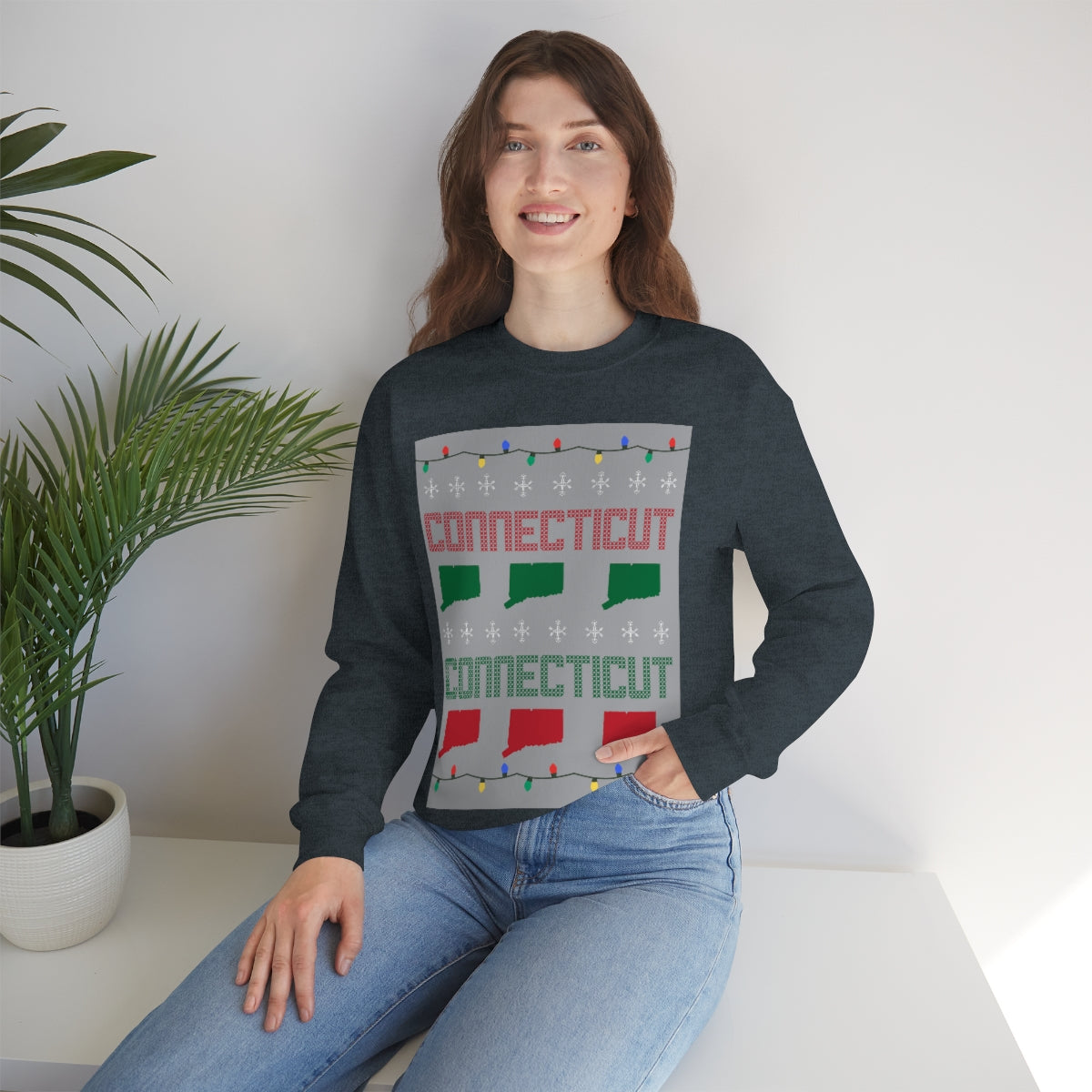 Connecticut Ugly Holiday Unisex Heavy Blend™ Crewneck Sweatshirt