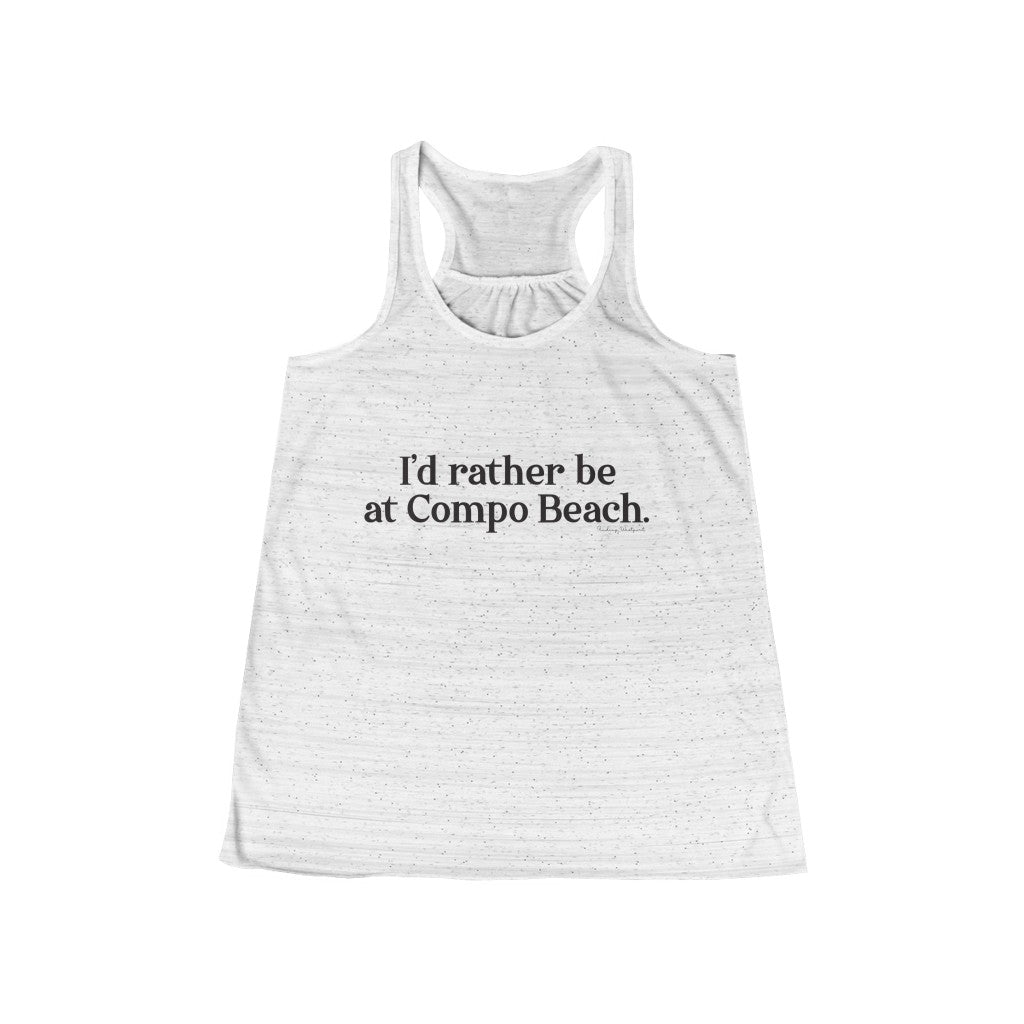 I'd rather be at Compo Beach. Women's Flowy Racerback Tank