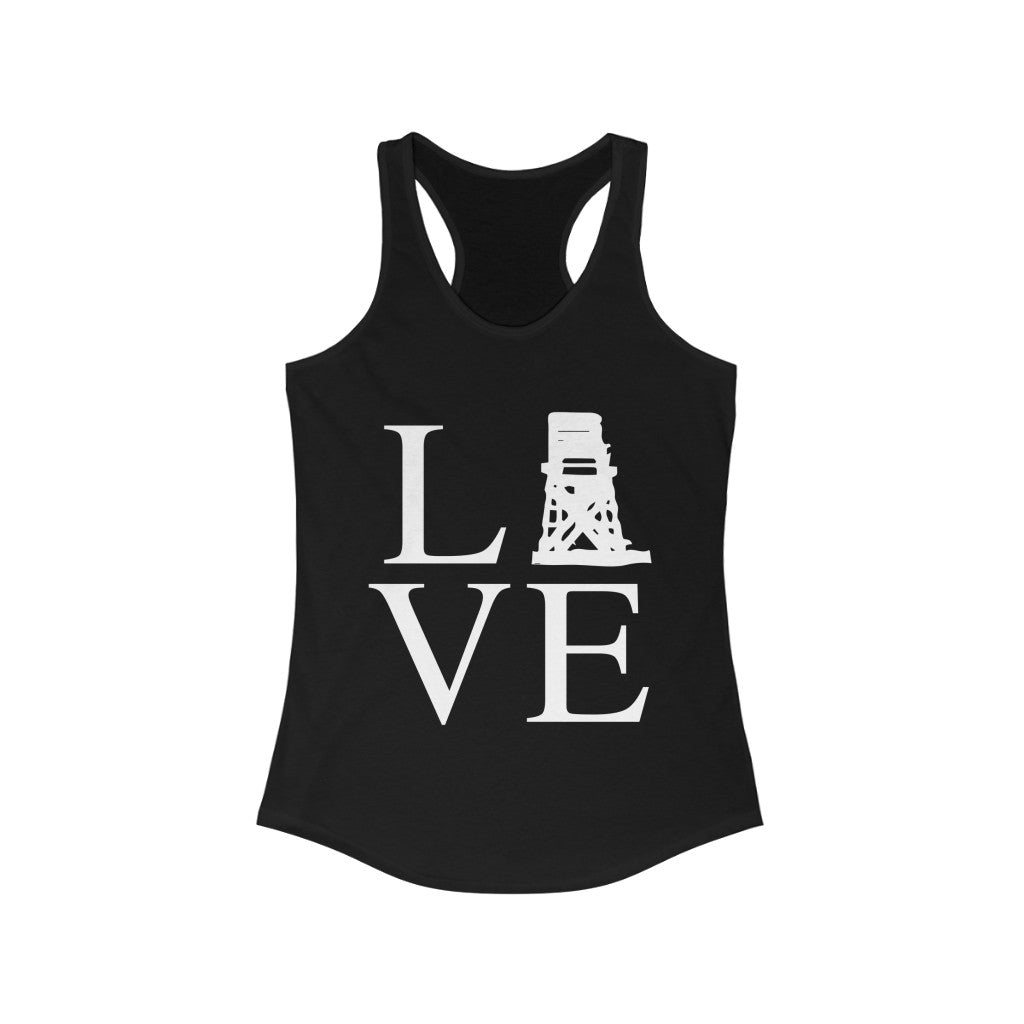 Fairfield Love Women's Ideal Racerback Tank Proceeds help grow Finding Fairfield and Finding Connecticut website and brands.  Click here to return to our home page