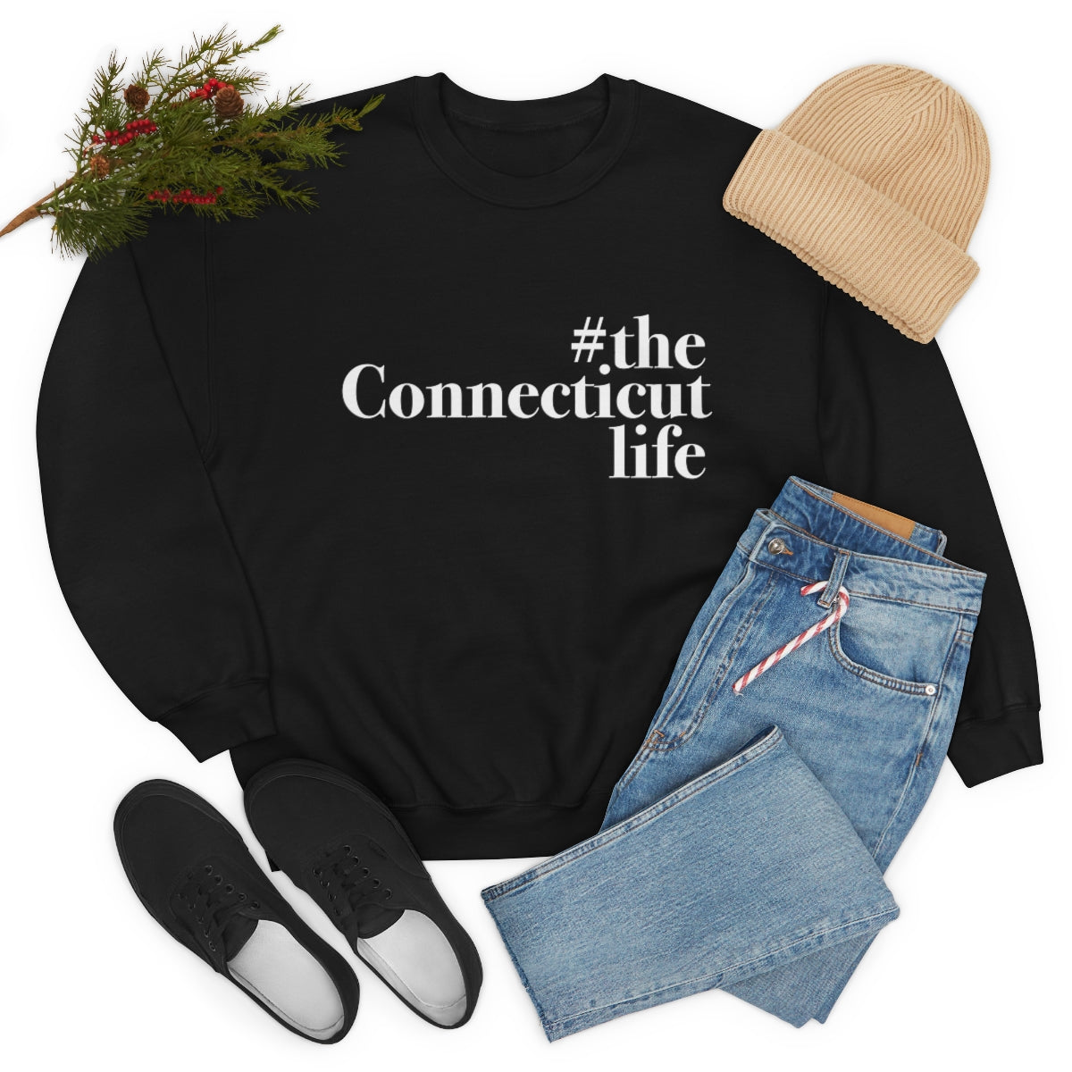 #theconnecticutlife Unisex Heavy Blend™ Crewneck Sweatshirt - White Font