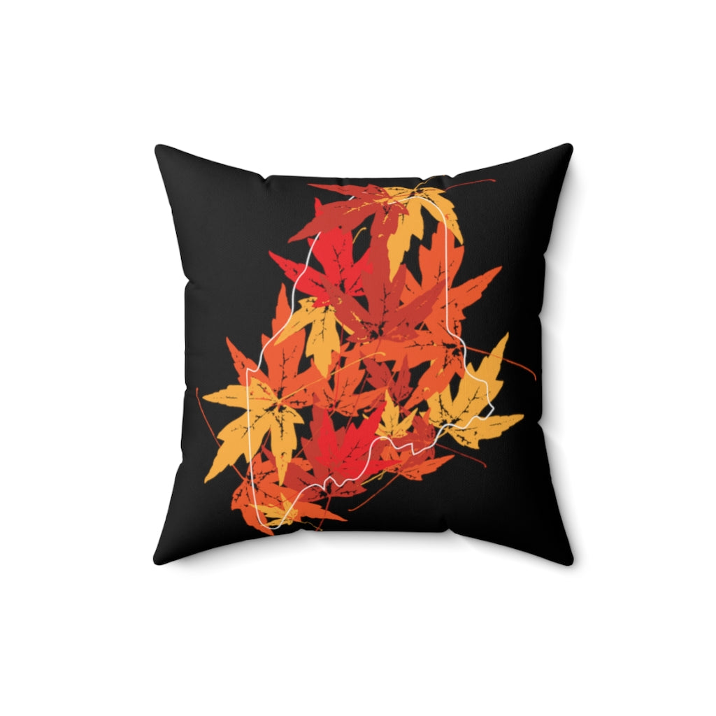 Maine Leaves Spun Polyester Square Pillow