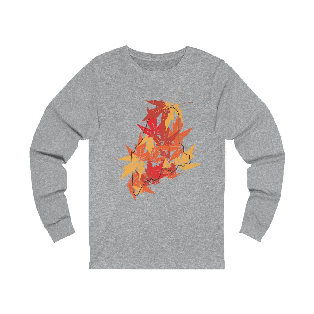 Maine Leaves long sleeve tee shirt