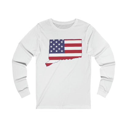 ct / connecticut american flag long sleeve tee shirt 