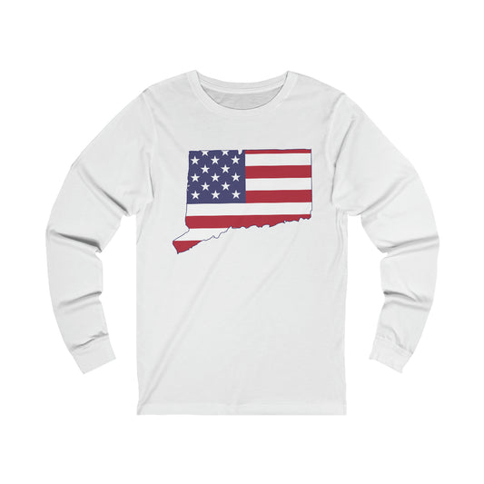 ct / connecticut american flag long sleeve tee shirt 