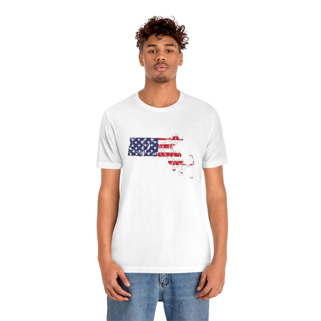 Massachusetts  American Flag collection has tee shirts, mugs, reusable bags, and other apparel and gifts. All proceeds goes to help build the Finding New England brand and get our website up and going. Free shipping on all products. 