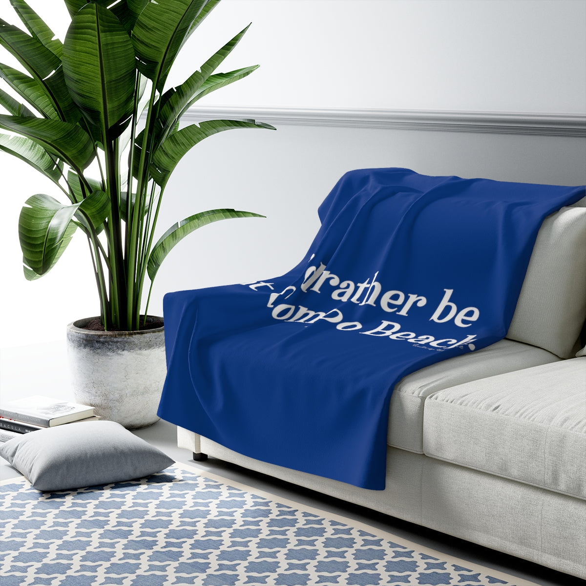 I'd rather be at Compo Beach. Sherpa Fleece Blanket