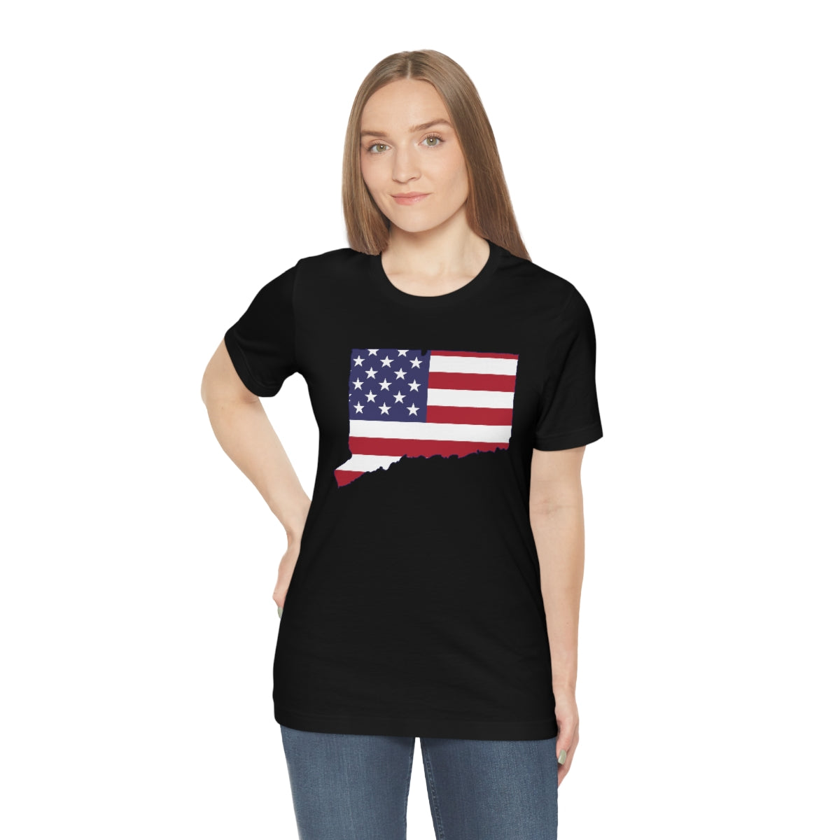 Connecticut American Flag Unisex Jersey Short Sleeve Tee