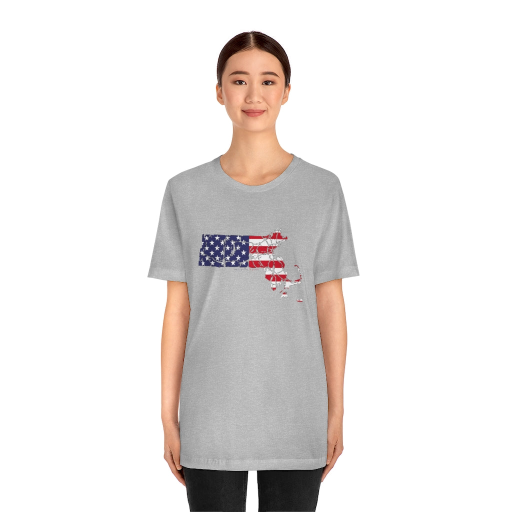 Massachusetts  American Flag collection has tee shirts, mugs, reusable bags, and other apparel and gifts. All proceeds goes to help build the Finding New England brand and get our website up and going. Free shipping on all products. 