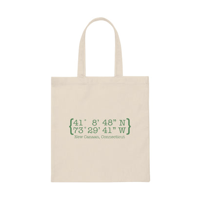 New Canaan Coordinates Canvas Tote Bag  Does New Canaan, Connecticut always have a special place in your heart. The Coordinates collection marks the spot for the special place you have ties to.   Proceeds helps grow Finding New Canaan and Finding Connecticut's brand grow. 