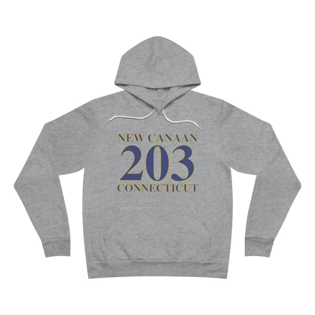 New Canaan 203 Connecticut Unisex Sponge Fleece Pullover Hoodie  The 203 New Canaan Collection. Show off New Canaan and Connecticut at the same time. Colors were inspired by the Connecticut state flag.   Proceeds help build Finding New Canaan and Finding Connecticut's brand. 