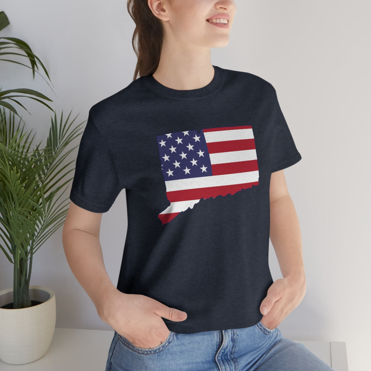 Connecticut American Flag Unisex Jersey Short Sleeve Tee