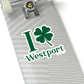 westport connecticut st patricks day stickers, i clover westport 