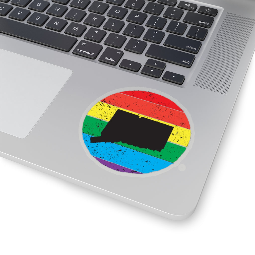 Connecticut Rainbow Kiss-Cut Stickers