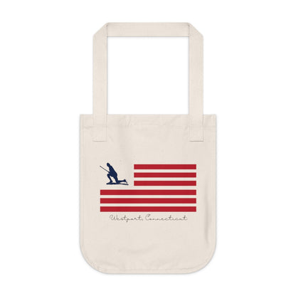 westport ct tote bag. Minuteman Flag Organic Canvas Tote Bag