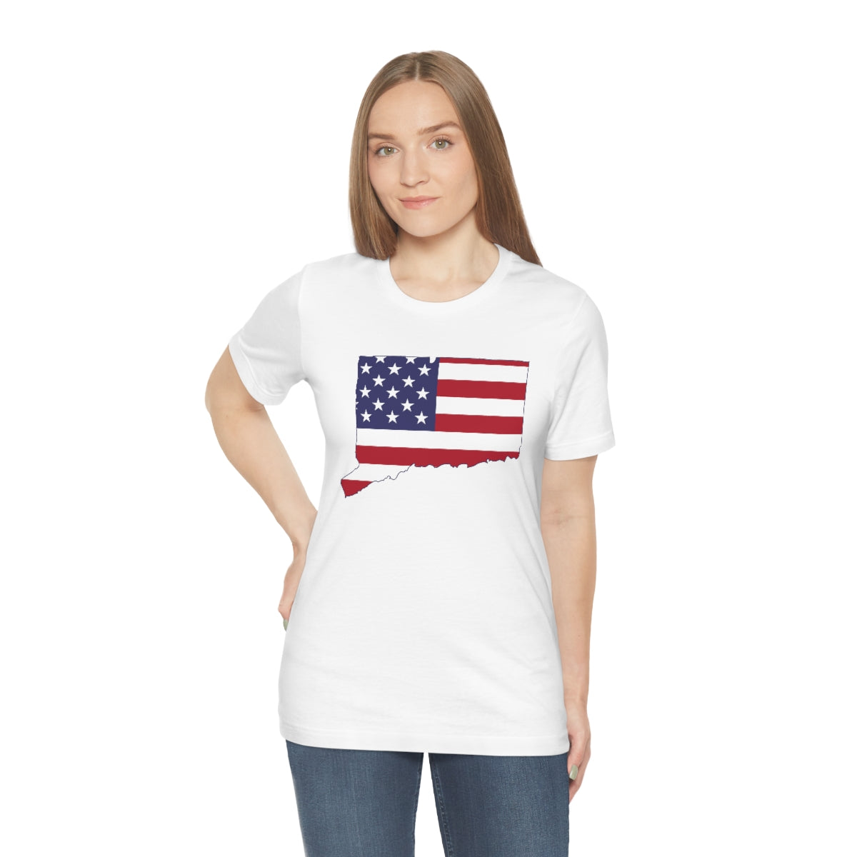 Connecticut American Flag Unisex Jersey Short Sleeve Tee