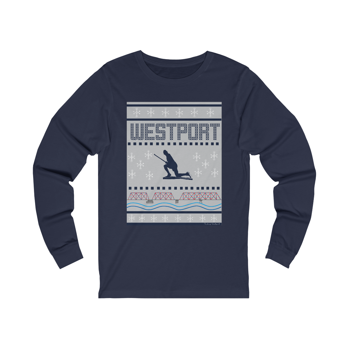 Westport Ugly Holiday Blue / White  Unisex Jersey Long Sleeve Tee