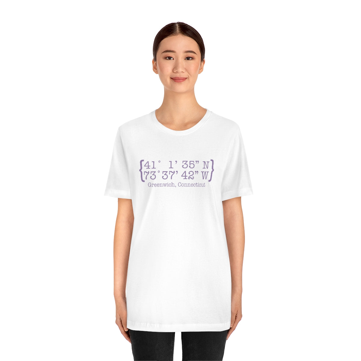 Greenwich Coordinates Unisex Jersey Short Sleeve Tee - Purple Print