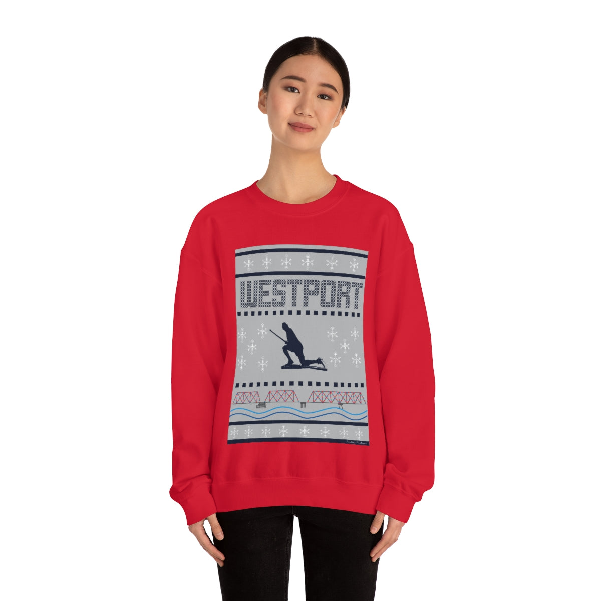 Westport Ugly Holiday Blue / White  Unisex Heavy Blend™ Crewneck Sweatshirt