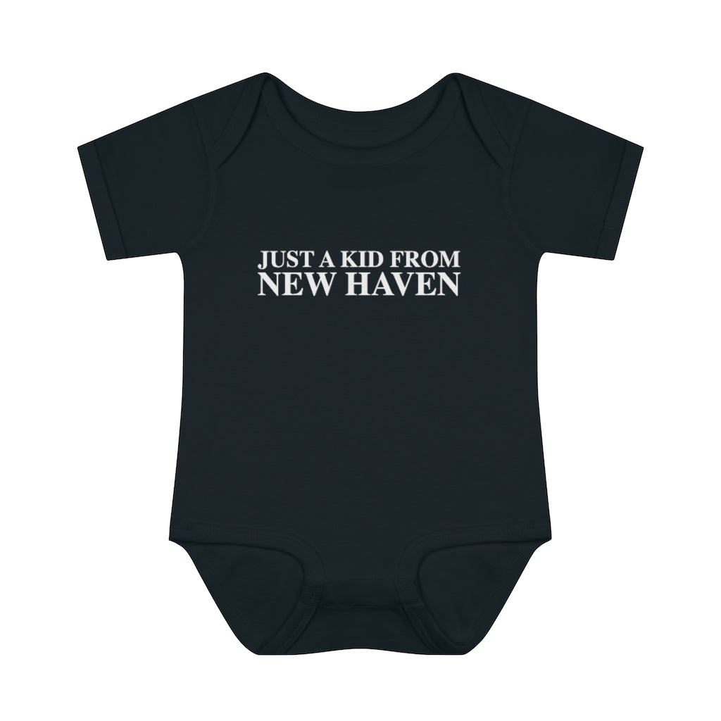 Just a kid from New Haven Infant Baby Rib Bodysuit