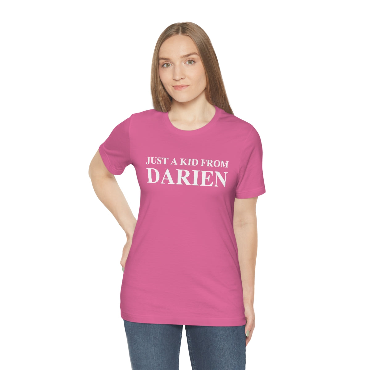 Just a kid from Darien Unisex Jersey Short Sleeve Tee