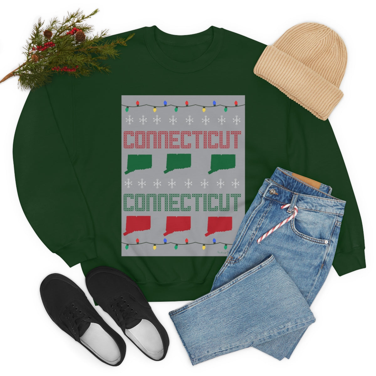 Connecticut Ugly Holiday Unisex Heavy Blend™ Crewneck Sweatshirt