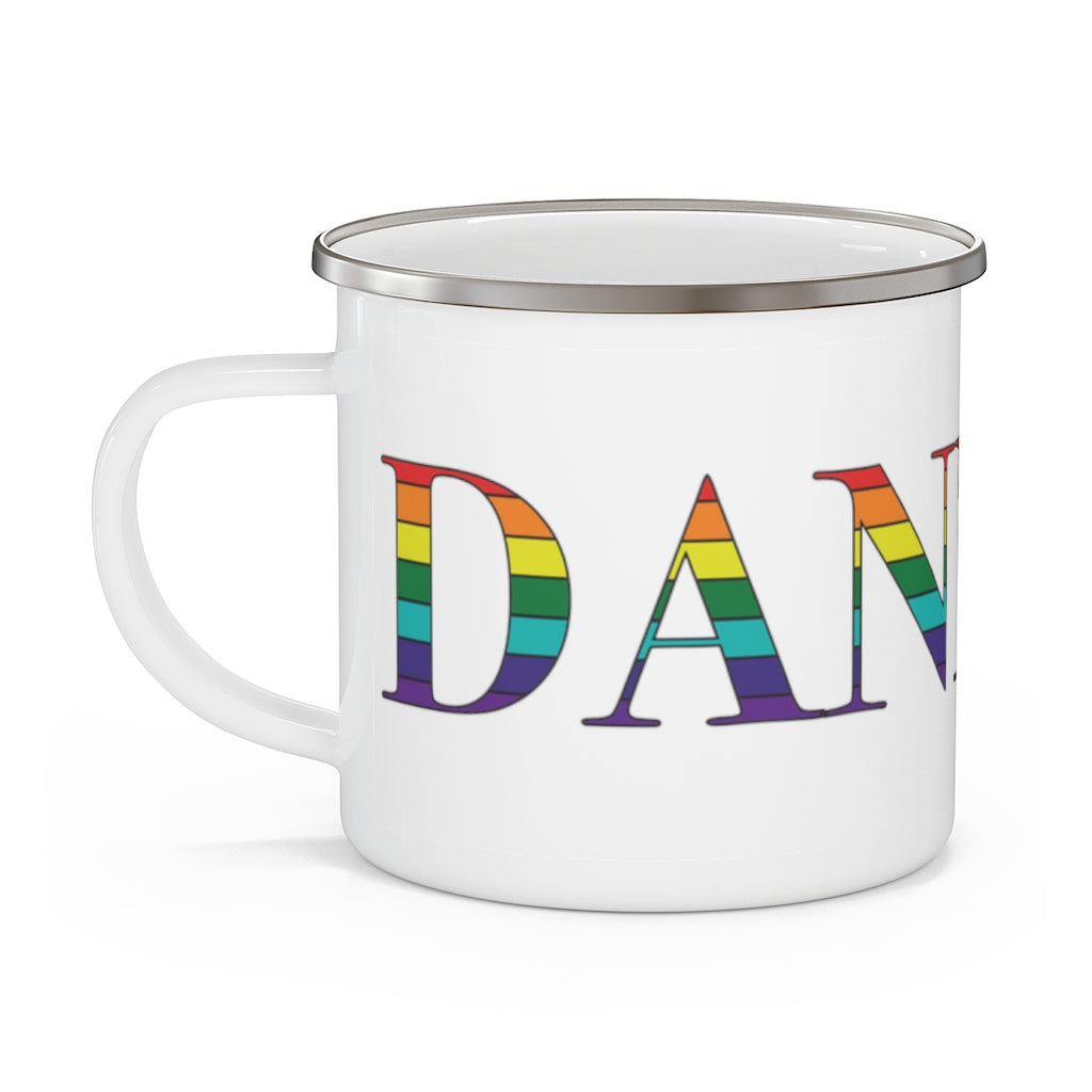 Danbury rainbow camping mug, danbury connecticut pride