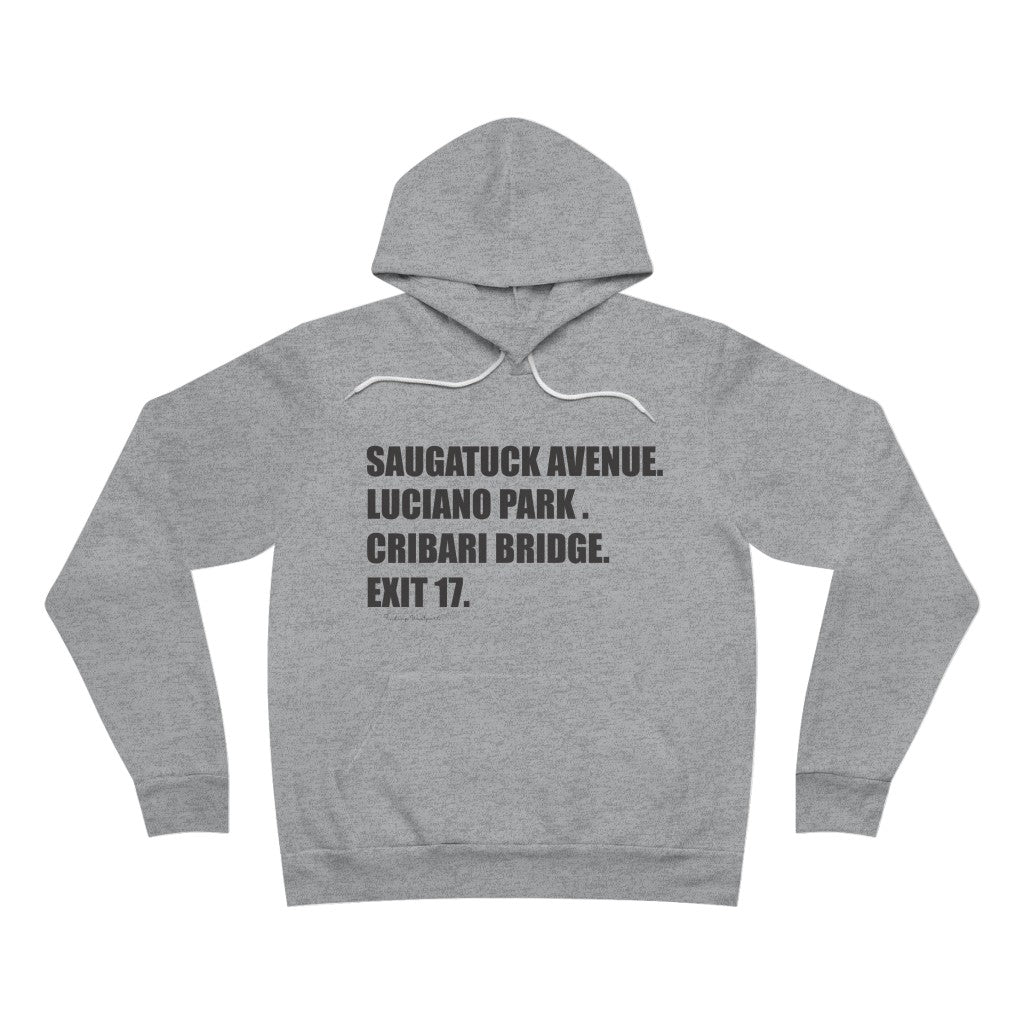 Saugatuck Ave. Luciano Park. Cribari Bridge. Exit 17. Unisex Sponge Fleece Pullover Hoodie  How do you say Westport without saying Westport? Westport, Connecticut is filled with unique aspects. Each providing different elements that make up the town from historic to modern traditions.   Proceeds of this collection goes to help build Finding Westport and Finding Connecticut's  brands. 