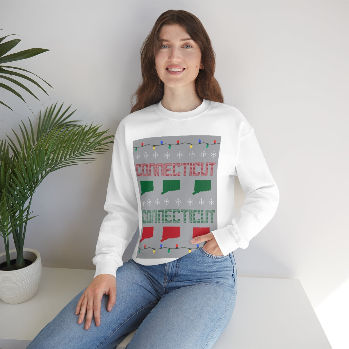 Connecticut Ugly Holiday Unisex Heavy Blend™ Crewneck Sweatshirt